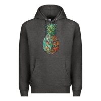 Charcoal Heather pineapple leopar turquoise serape summer Premium Hoodie - Artiststas