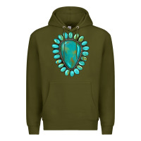 Army Green western gemstone turquoise Premium Hoodie - Artiststas