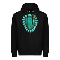 Black western gemstone turquoise Premium Hoodie - Artiststas