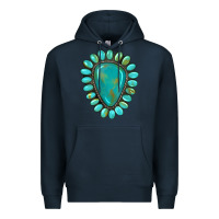 Navy western gemstone turquoise Premium Hoodie - Artiststas