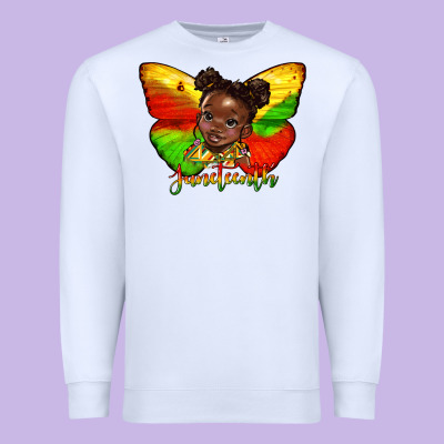 Juneteenth Butterfly Black Girl Premium Sweatshirt Designed By Hra Design Shop