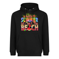 Black hello summer lets go to the beach Heavyweight Hoodie - texasbilliewilder