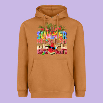 Hello Summer Lets Go To The Beach Heavyweight Hoodie Designed By Texasbilliewilder