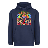 Navy hello summer lets go to the beach Heavyweight Hoodie - texasbilliewilder