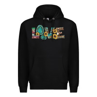 Black western gemstone sunflowers serape leopard turquoise love Premium Hoodie - Artiststas