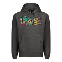 Charcoal Heather western gemstone sunflowers serape leopard turquoise love Premium Hoodie - Artiststas