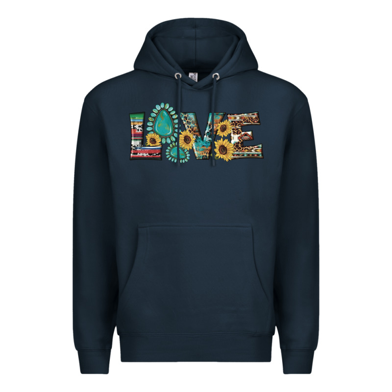 Western Gemstone Sunflowers Serape Leopard Turquoise Love Premium Hoodie by Artiststas | Teevron