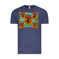 Vintage Denim german shepherd with sunflowers Vintage Tee - Artiststas