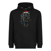 Black christmas black angus cattle with lights Heavyweight Hoodie - RanaPortraitStore