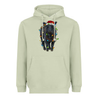 Matcha christmas black angus cattle with lights Heavyweight Hoodie - RanaPortraitStore