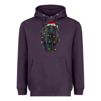 Plum christmas black angus cattle with lights Heavyweight Hoodie - RanaPortraitStore