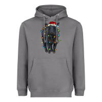 Storm christmas black angus cattle with lights Heavyweight Hoodie - RanaPortraitStore