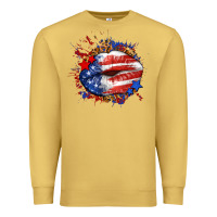 Antique Gold Leopard American flag lips Premium Sweatshirt - Neo Western