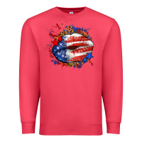 Cardinal Leopard American flag lips Premium Sweatshirt - Neo Western