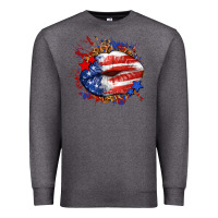 Charcoal Heather Leopard American flag lips Premium Sweatshirt - Neo Western