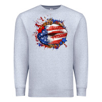 Heather Grey Leopard American flag lips Premium Sweatshirt - Neo Western