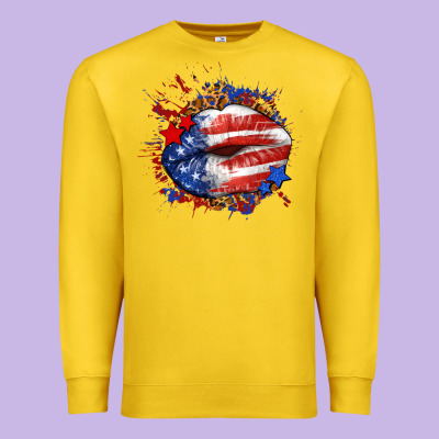 Leopard American Flag Lips Premium Sweatshirt Designed By Neo Western