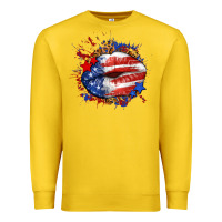 Lemon Leopard American flag lips Premium Sweatshirt - Neo Western