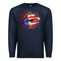 Navy Leopard American flag lips Premium Sweatshirt - Neo Western
