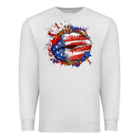 Oatmeal Heather Leopard American flag lips Premium Sweatshirt - Neo Western