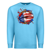 Ocean Blue Leopard American flag lips Premium Sweatshirt - Neo Western
