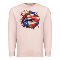Pale Pink Leopard American flag lips Premium Sweatshirt - Neo Western