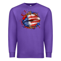 Purple Leopard American flag lips Premium Sweatshirt - Neo Western