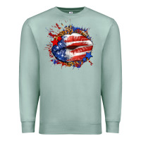 Seafoam Leopard American flag lips Premium Sweatshirt - Neo Western