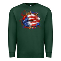 Sports Green Leopard American flag lips Premium Sweatshirt - Neo Western
