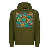Army Green western gemstone sunflowers serape cowhide glitter wooden Premium Hoodie - Artiststas