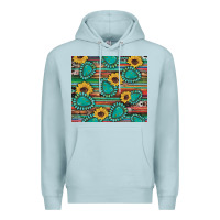 Blue Mist western gemstone sunflowers serape cowhide glitter wooden Premium Hoodie - Artiststas