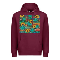 Burgundy western gemstone sunflowers serape cowhide glitter wooden Premium Hoodie - Artiststas