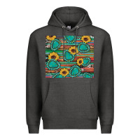 Charcoal Heather western gemstone sunflowers serape cowhide glitter wooden Premium Hoodie - Artiststas