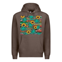 Coffee western gemstone sunflowers serape cowhide glitter wooden Premium Hoodie - Artiststas
