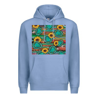 Colony Blue western gemstone sunflowers serape cowhide glitter wooden Premium Hoodie - Artiststas