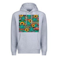 Heather Grey western gemstone sunflowers serape cowhide glitter wooden Premium Hoodie - Artiststas