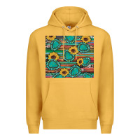 Mustard western gemstone sunflowers serape cowhide glitter wooden Premium Hoodie - Artiststas