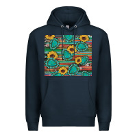 Navy western gemstone sunflowers serape cowhide glitter wooden Premium Hoodie - Artiststas