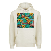 Oatmeal Heather western gemstone sunflowers serape cowhide glitter wooden Premium Hoodie - Artiststas