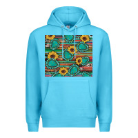 Ocean Blue western gemstone sunflowers serape cowhide glitter wooden Premium Hoodie - Artiststas