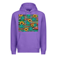 Purple western gemstone sunflowers serape cowhide glitter wooden Premium Hoodie - Artiststas