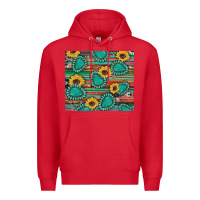 Red western gemstone sunflowers serape cowhide glitter wooden Premium Hoodie - Artiststas