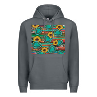 Rock western gemstone sunflowers serape cowhide glitter wooden Premium Hoodie - Artiststas