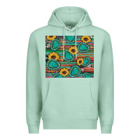 Seafoam western gemstone sunflowers serape cowhide glitter wooden Premium Hoodie - Artiststas