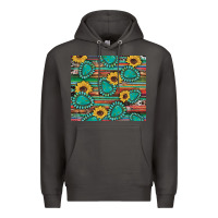 Smoke western gemstone sunflowers serape cowhide glitter wooden Premium Hoodie - Artiststas