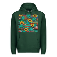 Sports Green western gemstone sunflowers serape cowhide glitter wooden Premium Hoodie - Artiststas
