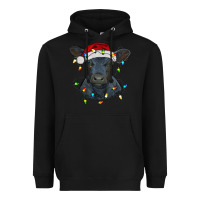 Black christmas baby black angus calf with lights Heavyweight Hoodie - RanaPortraitStore