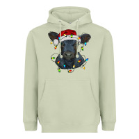 Matcha christmas baby black angus calf with lights Heavyweight Hoodie - RanaPortraitStore