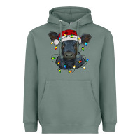 Sage christmas baby black angus calf with lights Heavyweight Hoodie - RanaPortraitStore