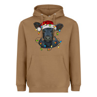 Toasted Coconut christmas baby black angus calf with lights Heavyweight Hoodie - RanaPortraitStore